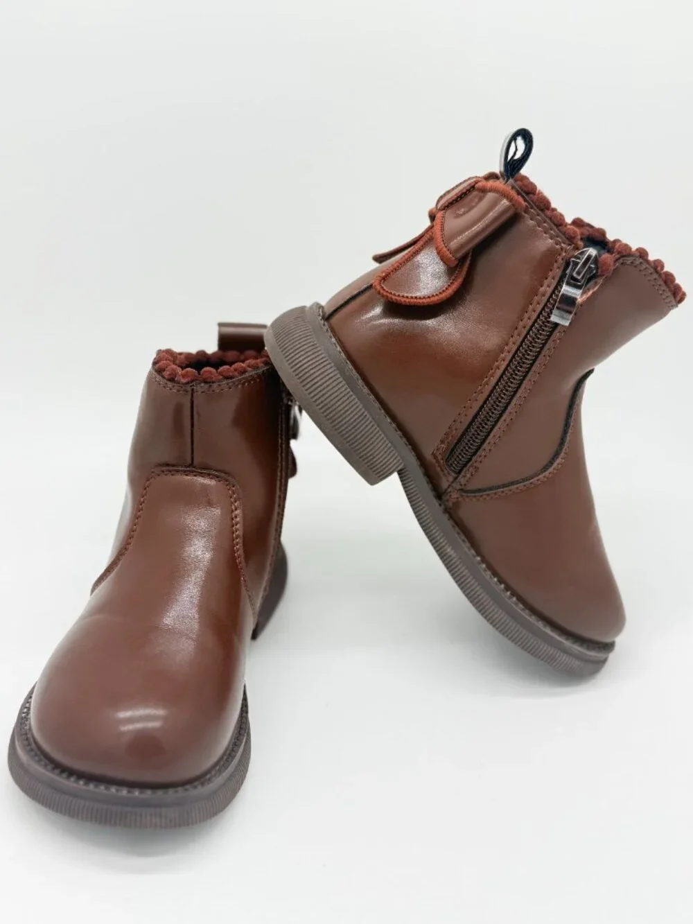 Girls Kids Size 12 Brown Bow Boots Coquette Quiet Luxury Cottagecore 3937